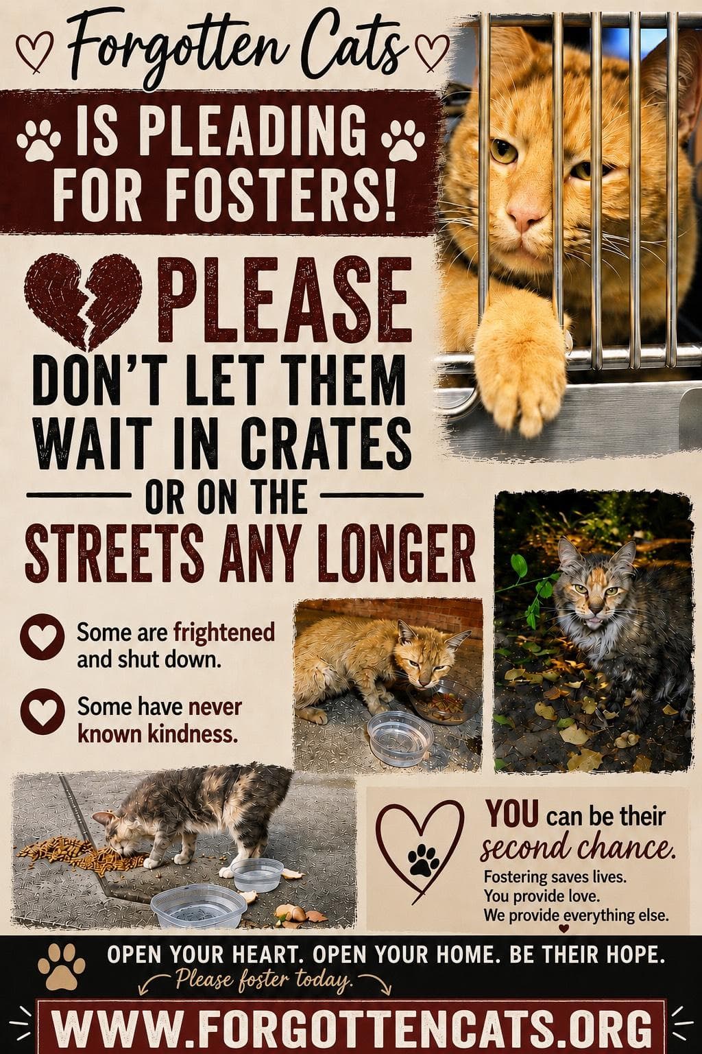 Urgent! Fosters Needed for M/F Kittens & Adults