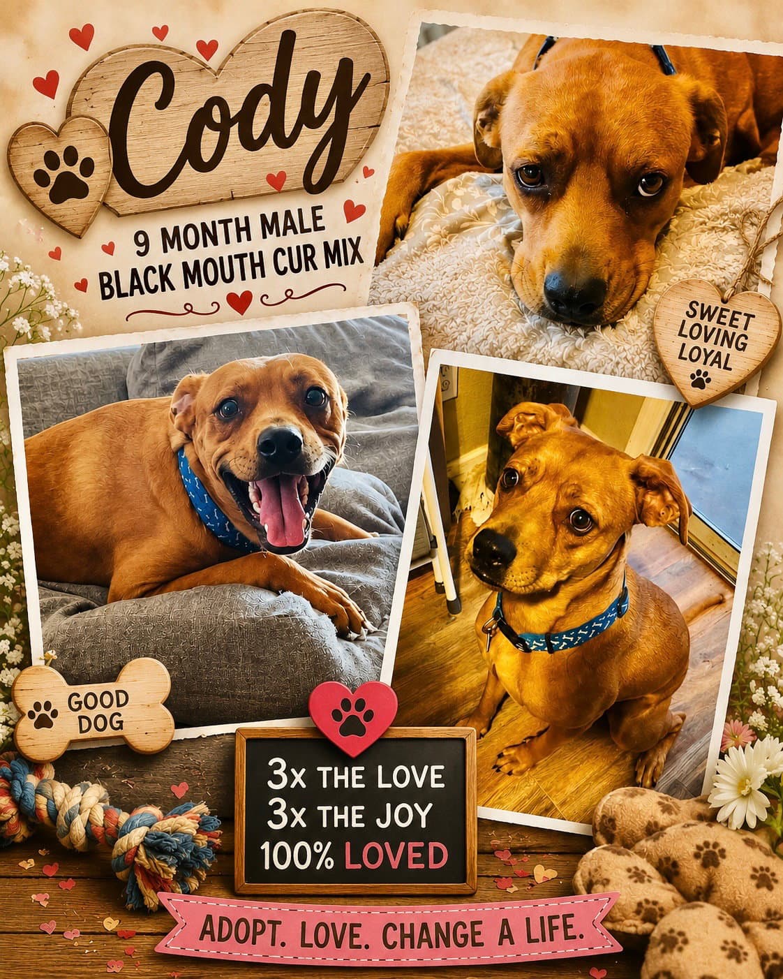Cody – 1 Year Male Black Mouth Cur Mix